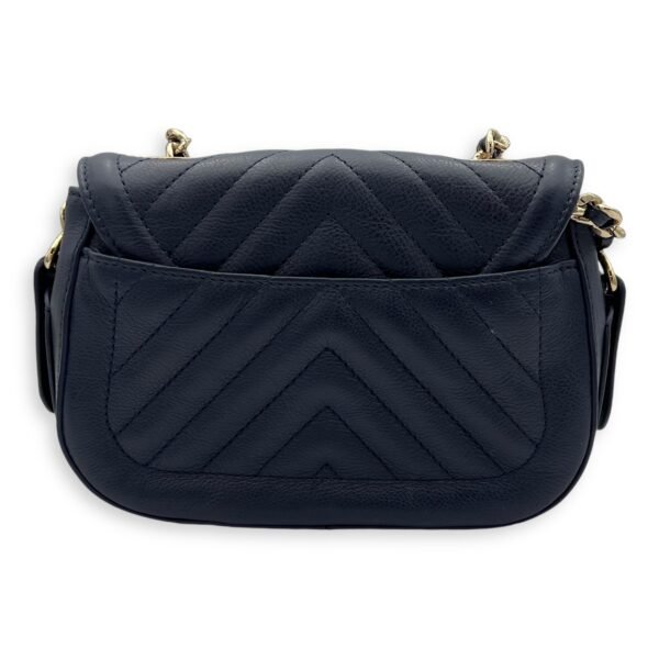 CC Flap Chevron Blue Crossbody Bag in Calfskin, Gold hardware - Image 10