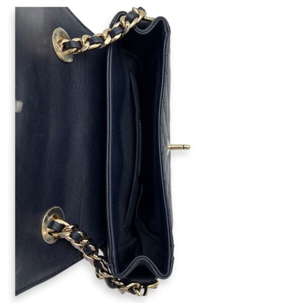 CC Flap Chevron Blue Crossbody Bag in Calfskin, Gold hardware - Image 9