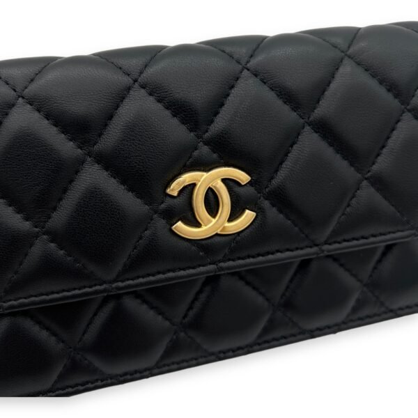 CC Phone Black Wallet On Chain in Lambskin, Gold hardware - Image 10