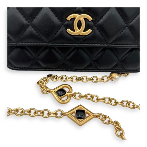 CC Phone Black Wallet On Chain in Lambskin, Gold hardware - Image 9