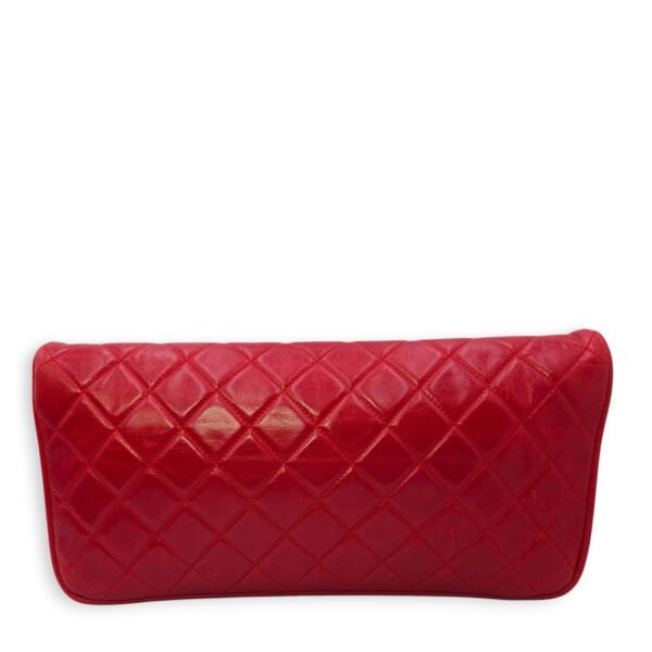 CC Quilt Red Clutch in Calfskin, Ruthenium hardware - Image 2