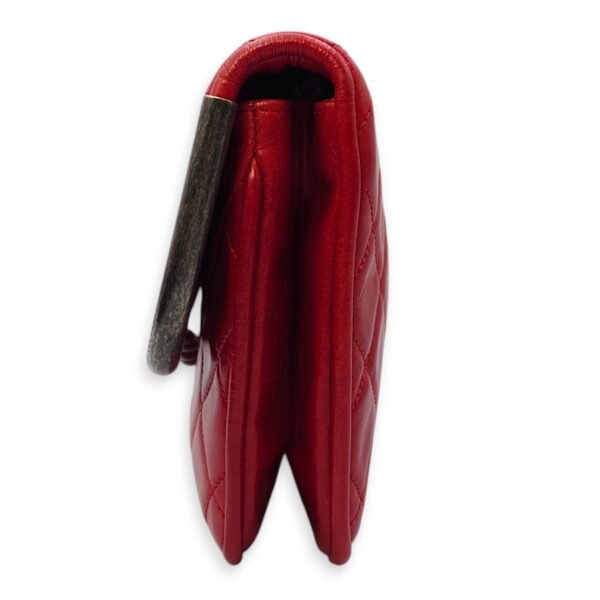 CC Quilt Red Clutch in Calfskin, Ruthenium hardware - Image 3
