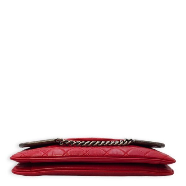 CC Quilt Red Clutch in Calfskin, Ruthenium hardware - Image 5