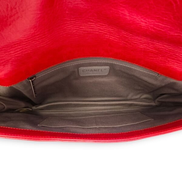 CC Quilt Red Clutch in Calfskin, Ruthenium hardware - Image 6