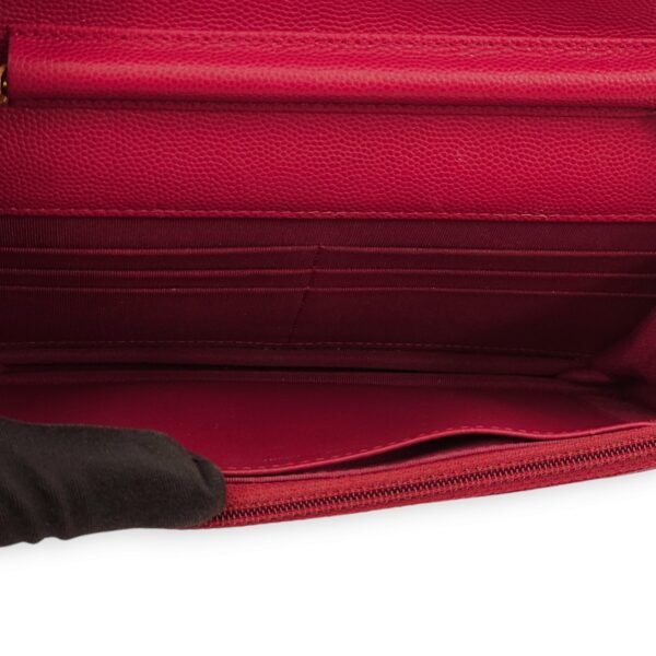 CC Quilted Seasonal Red Wallet On Chain in Caviar/Suede, Gold hardware - Image 13