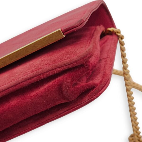 CC Quilted Seasonal Red Wallet On Chain in Caviar/Suede, Gold hardware - Image 6