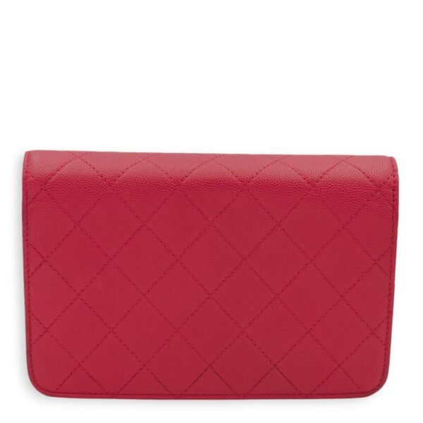 CC Quilted Seasonal Red Wallet On Chain in Caviar/Suede, Gold hardware - Image 8