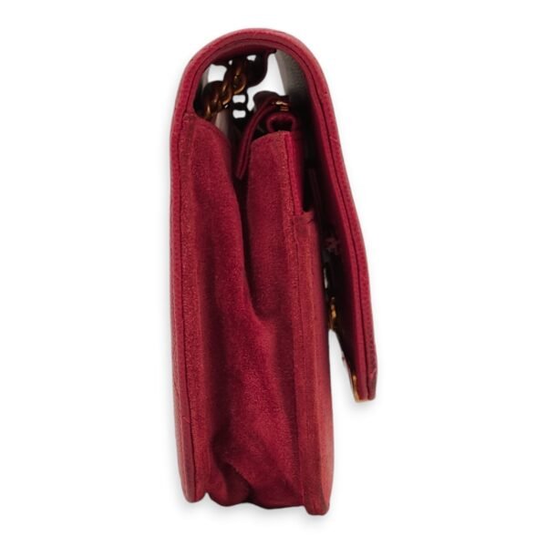 CC Quilted Seasonal Red Wallet On Chain in Caviar/Suede, Gold hardware - Image 9