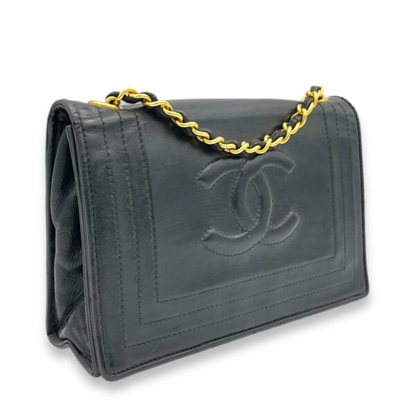 CC Shoulder Bag Black in Calfskin, Gold hardware - Image 3