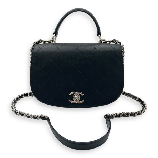 CC Shoulder Bag Black in Calfskin, Silver hardware - Image 11