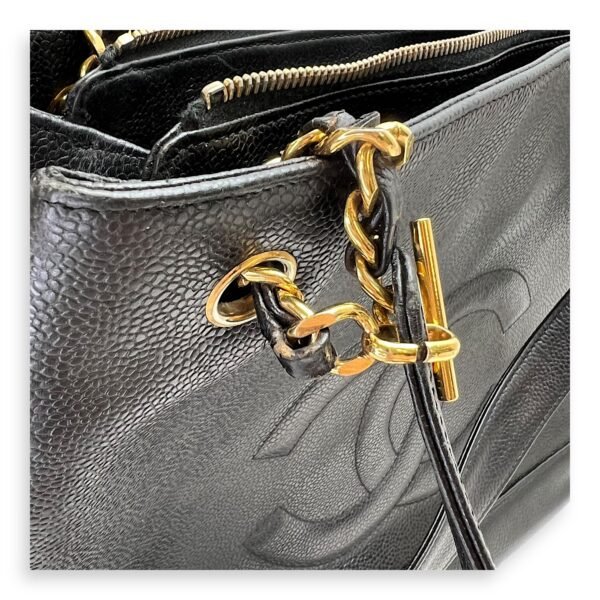 CC Vintage Black Tote Bag in Caviar Leather, Gold hardware - Image 11