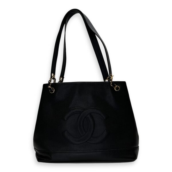 CC Vintage Black Tote Bag in Caviar Leather, Gold hardware - Image 13