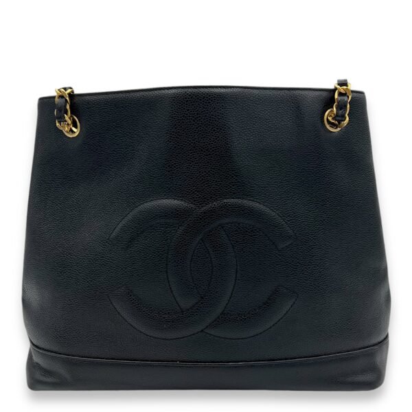 CC Vintage Black Tote Bag in Caviar Leather, Gold hardware - Image 2