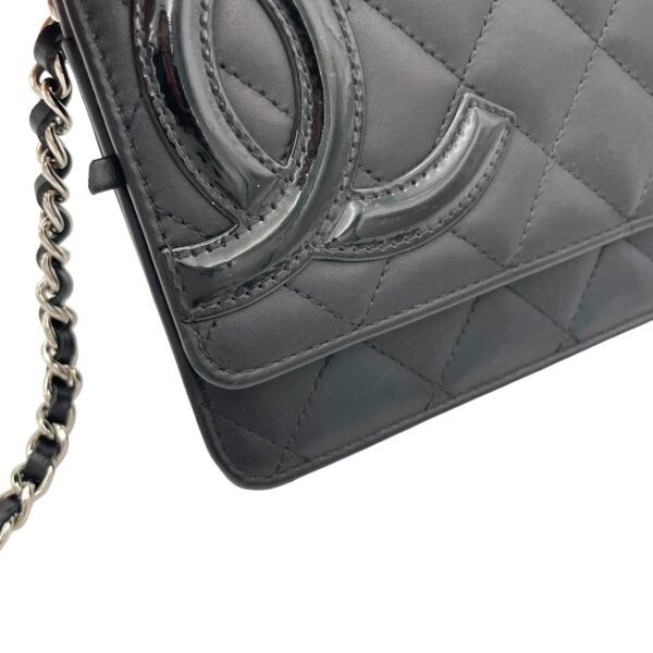 Cambon Black Wallet On Chain in Calfskin, Silver hardware - Image 10