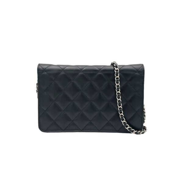 Cambon Black Wallet On Chain in Calfskin, Silver hardware - Image 2