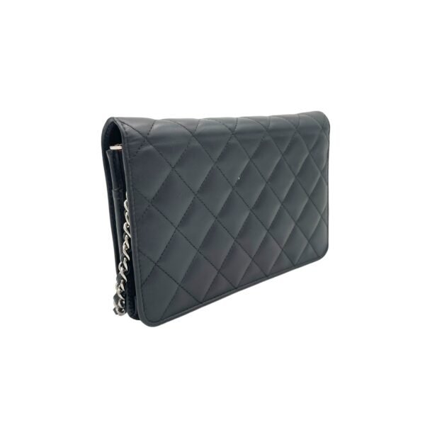 Cambon Black Wallet On Chain in Calfskin, Silver hardware - Image 4