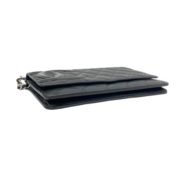 Cambon Black Wallet On Chain in Calfskin, Silver hardware - Image 5