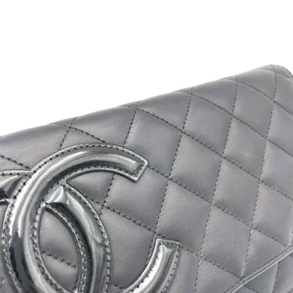 Cambon Black Wallet On Chain in Calfskin, Silver hardware - Image 6