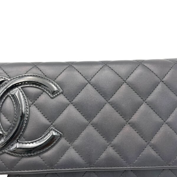 Cambon Black Wallet On Chain in Calfskin, Silver hardware - Image 7