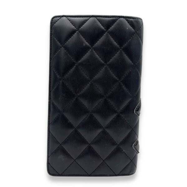 Cambon Long Black Wallet in Calfskin, Silver hardware - Image 2