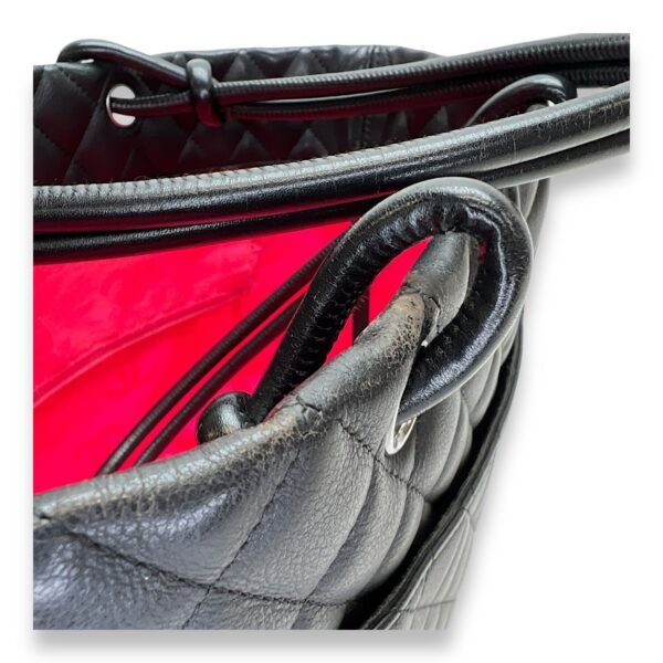 Cambon Tote Bag  Black in Lambskin , Silver Hardware - Image 10