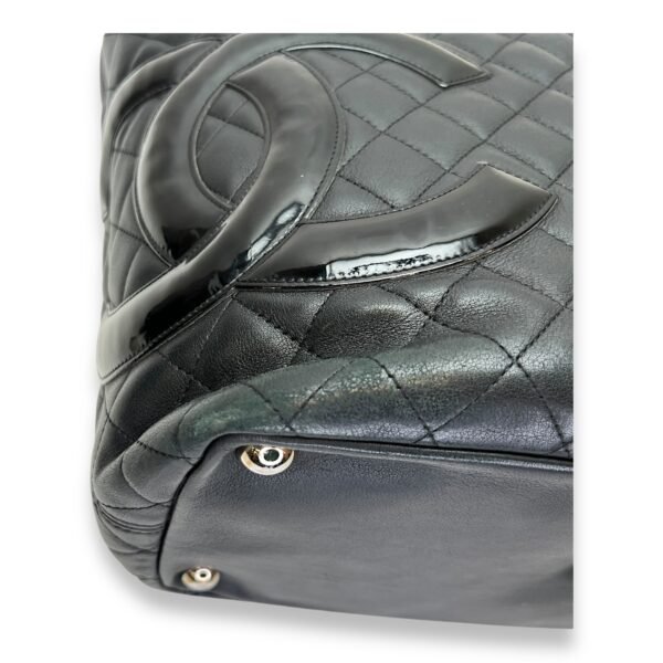 Cambon Tote Bag  Black in Lambskin , Silver Hardware - Image 12
