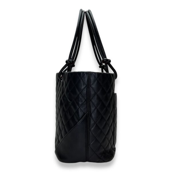 Cambon Tote Bag  Black in Lambskin , Silver Hardware - Image 3