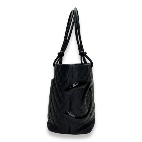 Cambon Tote Bag  Black in Lambskin , Silver Hardware - Image 4