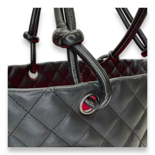 Cambon Tote Bag  Black in Lambskin , Silver Hardware - Image 6