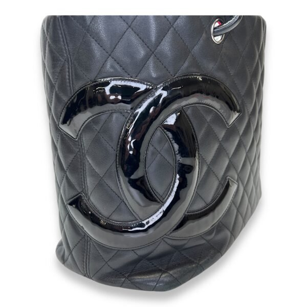 Cambon Tote Bag  Black in Lambskin , Silver Hardware - Image 7