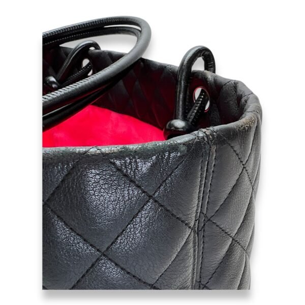 Cambon Tote Bag  Black in Lambskin , Silver Hardware - Image 9