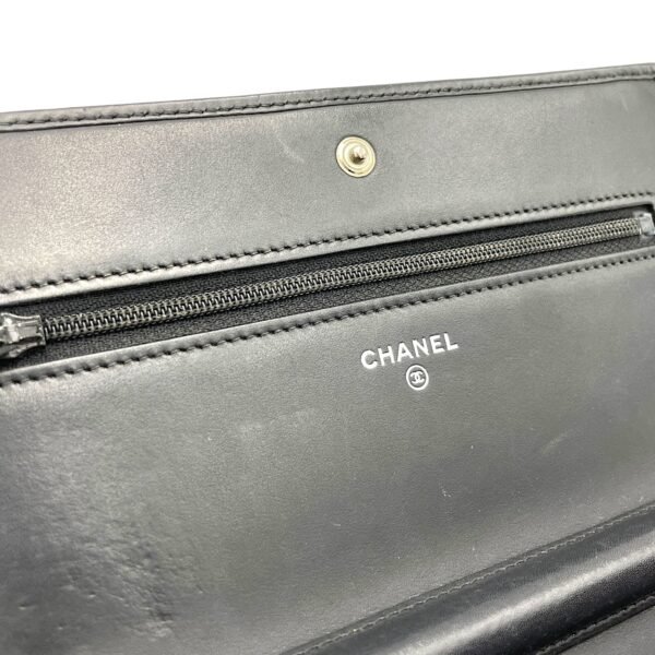 Cambon Wallet On Chain Black in Calfskin, Silver hardware - Image 12