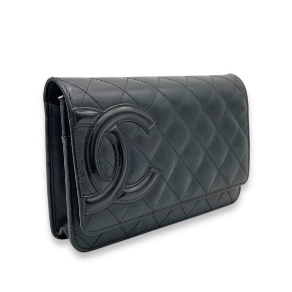 Cambon Wallet On Chain Black in Calfskin, Silver hardware - Image 3