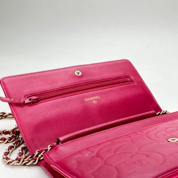 Camelia Pink Wallet on Chain in Lambskin, Gold hardware - Image 12