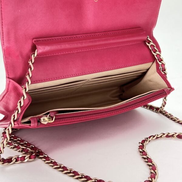 Camelia Pink Wallet on Chain in Lambskin, Gold hardware - Image 13
