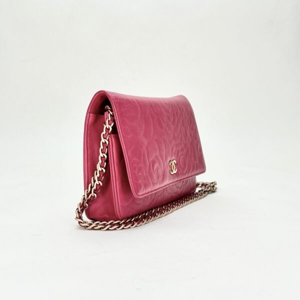 Camelia Pink Wallet on Chain in Lambskin, Gold hardware - Image 4