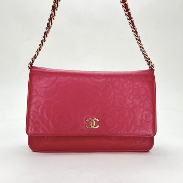 Camelia Pink Wallet on Chain in Lambskin, Gold hardware - Image 6