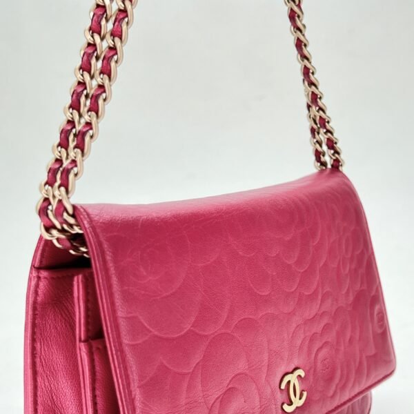 Camelia Pink Wallet on Chain in Lambskin, Gold hardware - Image 7