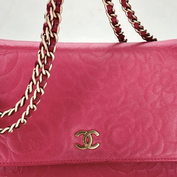 Camelia Pink Wallet on Chain in Lambskin, Gold hardware - Image 9