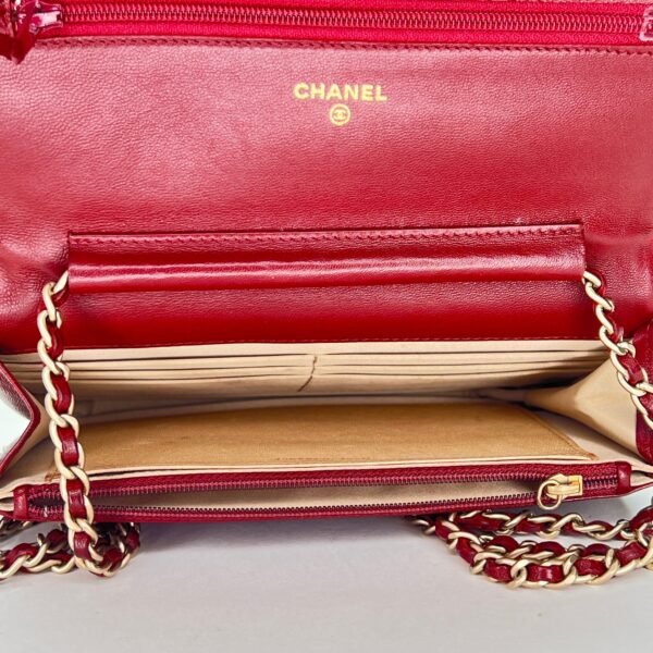 Camellia Red Wallet on Chain in Lambskin, Gold hardware - Image 11