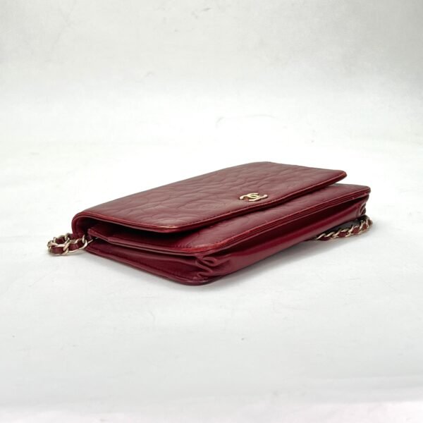 Camellia Red Wallet on Chain in Lambskin, Gold hardware - Image 5