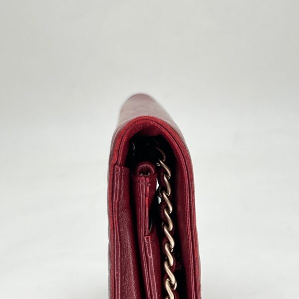Camellia Red Wallet on Chain in Lambskin, Gold hardware - Image 8