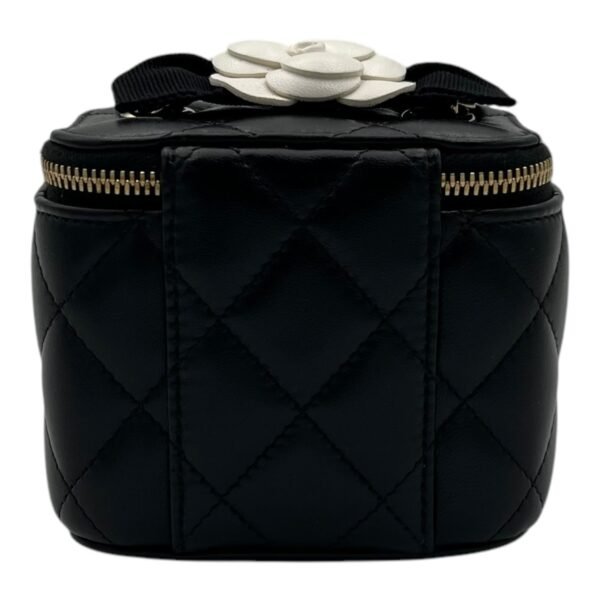 Camellia Vanity Mini Black Crossbody Bag in Lambskin, Gold hardware - Image 2