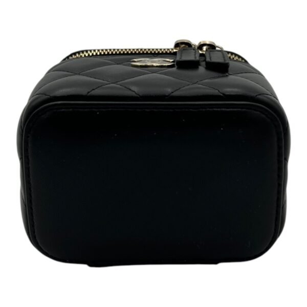 Camellia Vanity Mini Black Crossbody Bag in Lambskin, Gold hardware - Image 5