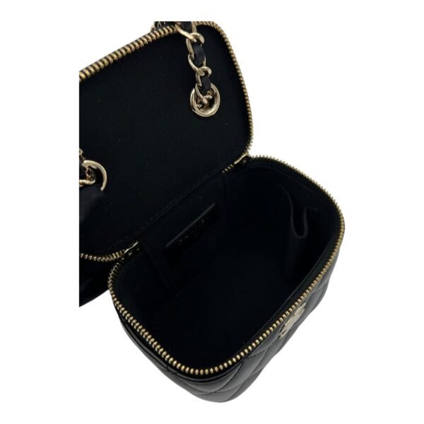 Camellia Vanity Mini Black Crossbody Bag in Lambskin, Gold hardware - Image 9