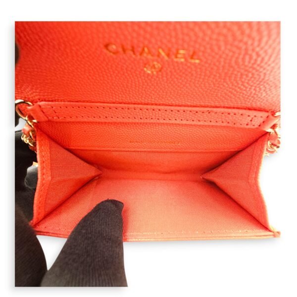 Card Holder Orange Belt Bag in Caviar Leather, Gold hardware - Image 6