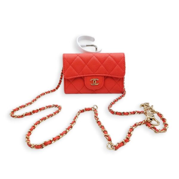 Card Holder Orange Belt Bag in Caviar Leather, Gold hardware - Image 7