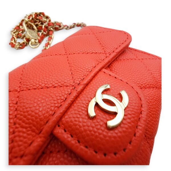 Card Holder Orange Belt Bag in Caviar Leather, Gold hardware - Image 8