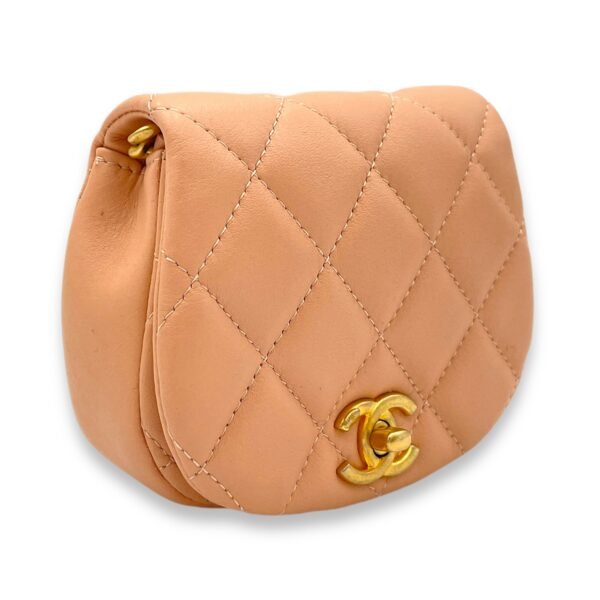 Chain Clutch Mini Beige Crossbody Bag in Lambskin, Gold hardware - Image 3