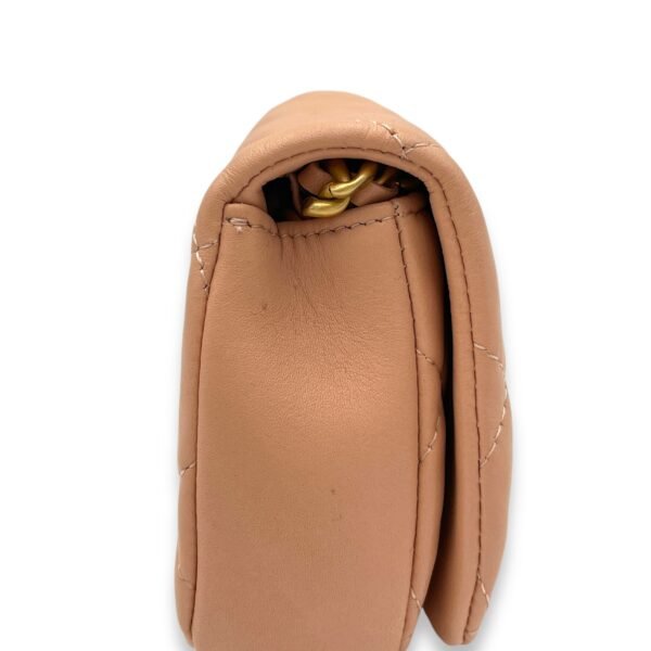 Chain Clutch Mini Beige Crossbody Bag in Lambskin, Gold hardware - Image 8